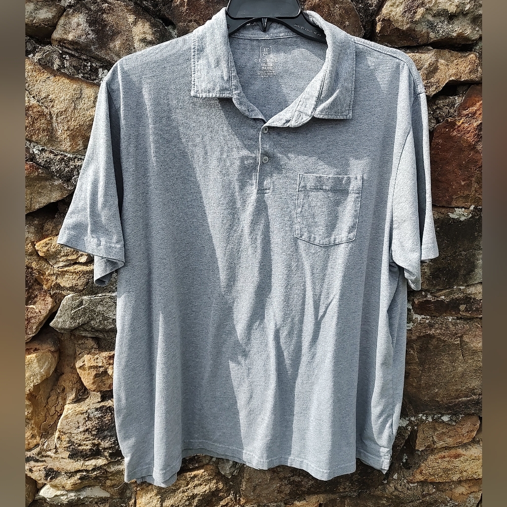 George Men's Heather Gray Pocket Polo Big And Tall Size 3XL - Picture 2 of 8